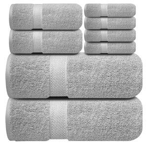 8 PIECES PURPLE TOWEL GIFT SET (2 BATH, 2 HAND, 4 WASHCLOTH TOWELS ) 100% COTTON